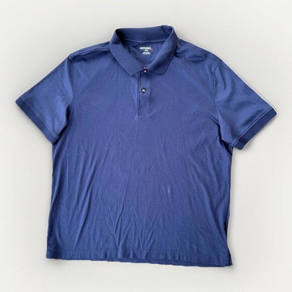 UNTUCKIT Wrinkle-Free Damaschino Short-Sleeve Polo Navy Cotton Men's Size Large - Picture 1 of 6